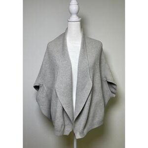 COS Women's Large Gray Wool Cotton Ribbed Cocoon Cardigan Minimalist Lagenlook